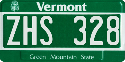 VT license plate ZHS328