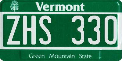 VT license plate ZHS330