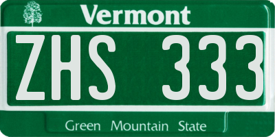 VT license plate ZHS333