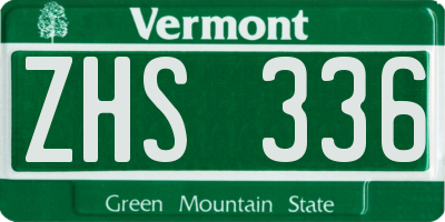 VT license plate ZHS336