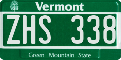VT license plate ZHS338