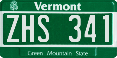 VT license plate ZHS341