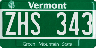 VT license plate ZHS343