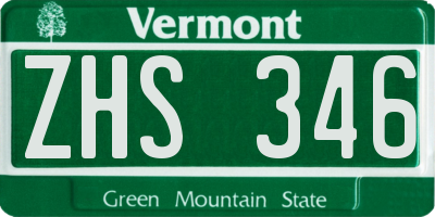 VT license plate ZHS346