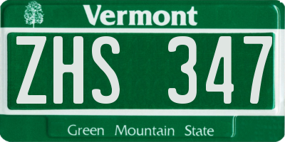 VT license plate ZHS347