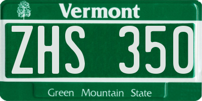 VT license plate ZHS350