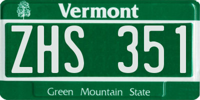 VT license plate ZHS351
