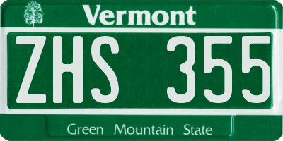 VT license plate ZHS355