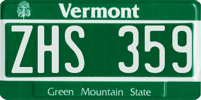 VT license plate ZHS359