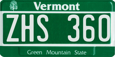 VT license plate ZHS360