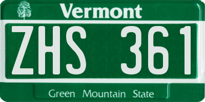 VT license plate ZHS361