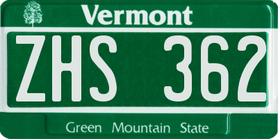 VT license plate ZHS362