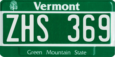 VT license plate ZHS369