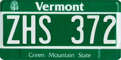 VT license plate ZHS372