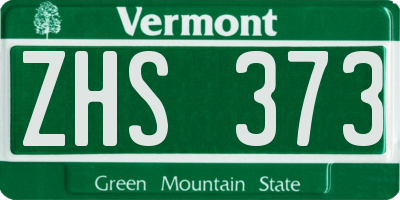 VT license plate ZHS373