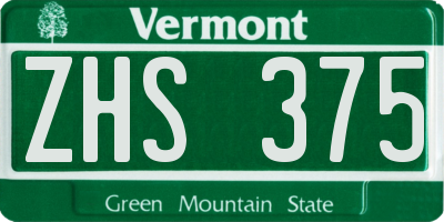 VT license plate ZHS375
