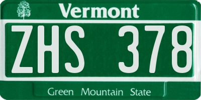 VT license plate ZHS378