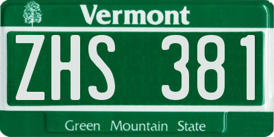 VT license plate ZHS381