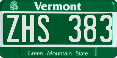VT license plate ZHS383