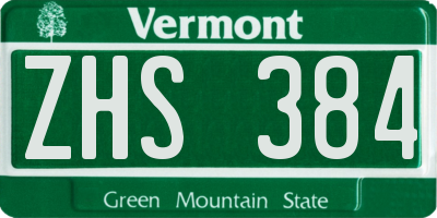 VT license plate ZHS384