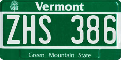 VT license plate ZHS386