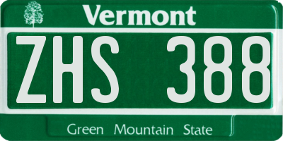 VT license plate ZHS388