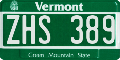 VT license plate ZHS389