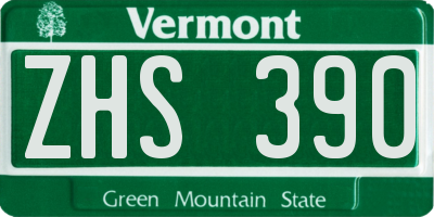 VT license plate ZHS390