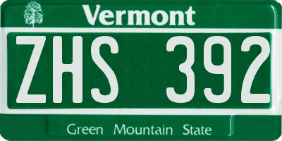 VT license plate ZHS392