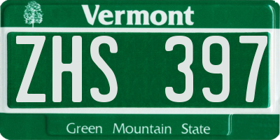 VT license plate ZHS397