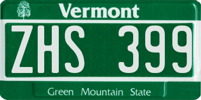 VT license plate ZHS399