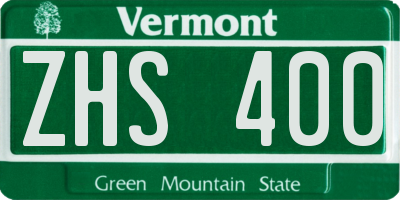 VT license plate ZHS400
