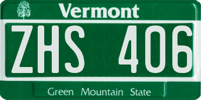 VT license plate ZHS406