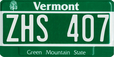 VT license plate ZHS407