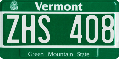 VT license plate ZHS408