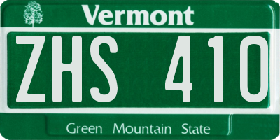 VT license plate ZHS410