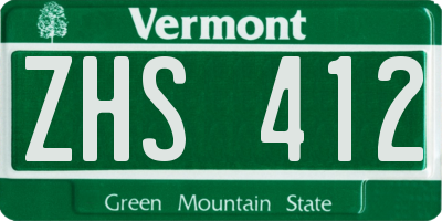 VT license plate ZHS412