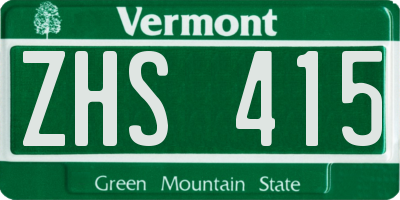 VT license plate ZHS415