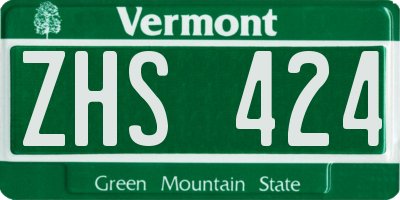 VT license plate ZHS424