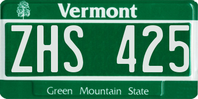 VT license plate ZHS425