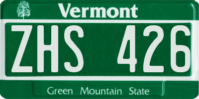 VT license plate ZHS426