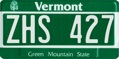 VT license plate ZHS427