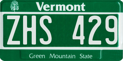 VT license plate ZHS429