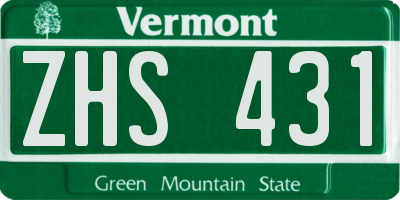 VT license plate ZHS431