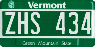 VT license plate ZHS434