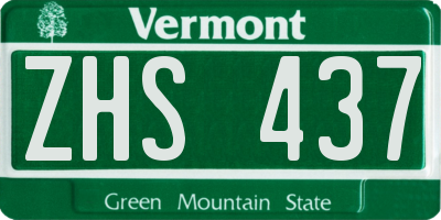 VT license plate ZHS437