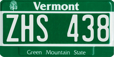 VT license plate ZHS438
