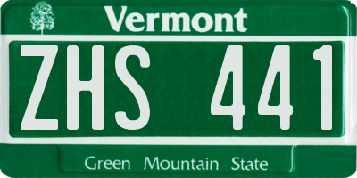 VT license plate ZHS441