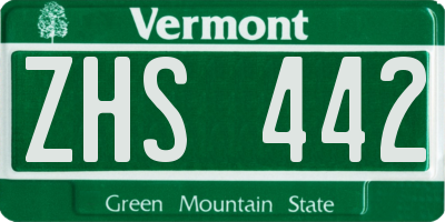 VT license plate ZHS442