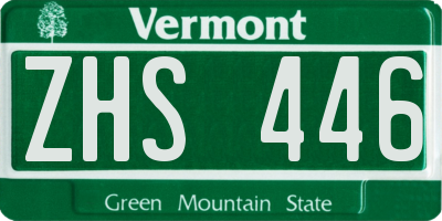 VT license plate ZHS446